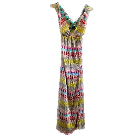 Common Thread silky satin, vintage print maxi sundress, like new, medium - Picture 7 of 10